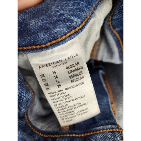 American Eagle Jeans Womens SZ  16 Blue Favorite Boyfriend Super Stretch Bootcut - Picture 7 of 14